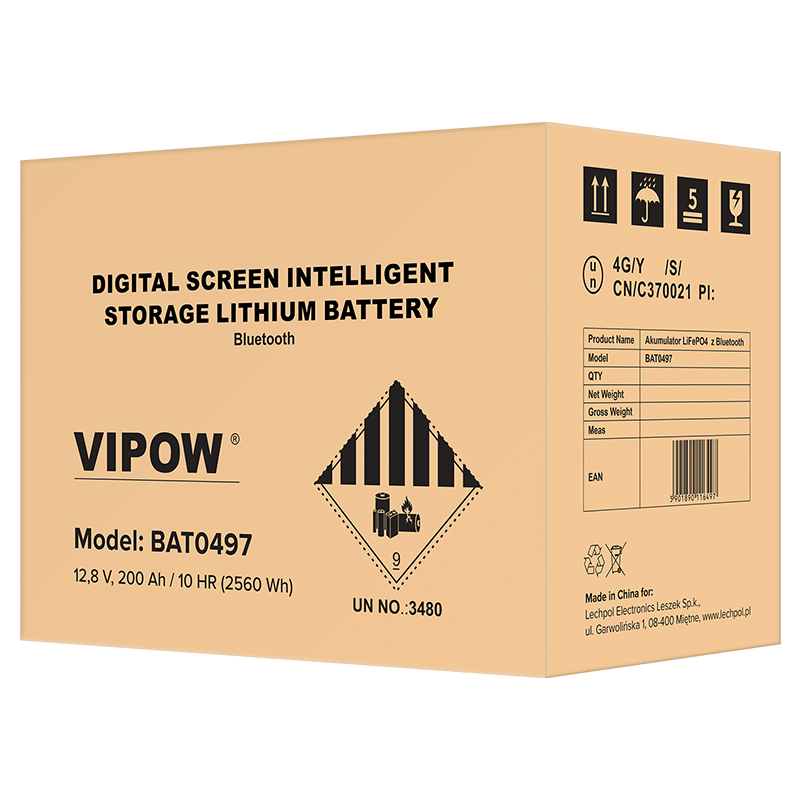 ACUMULATOR LIFEPO4 12V 200AH BLUETOOTH VIPOW