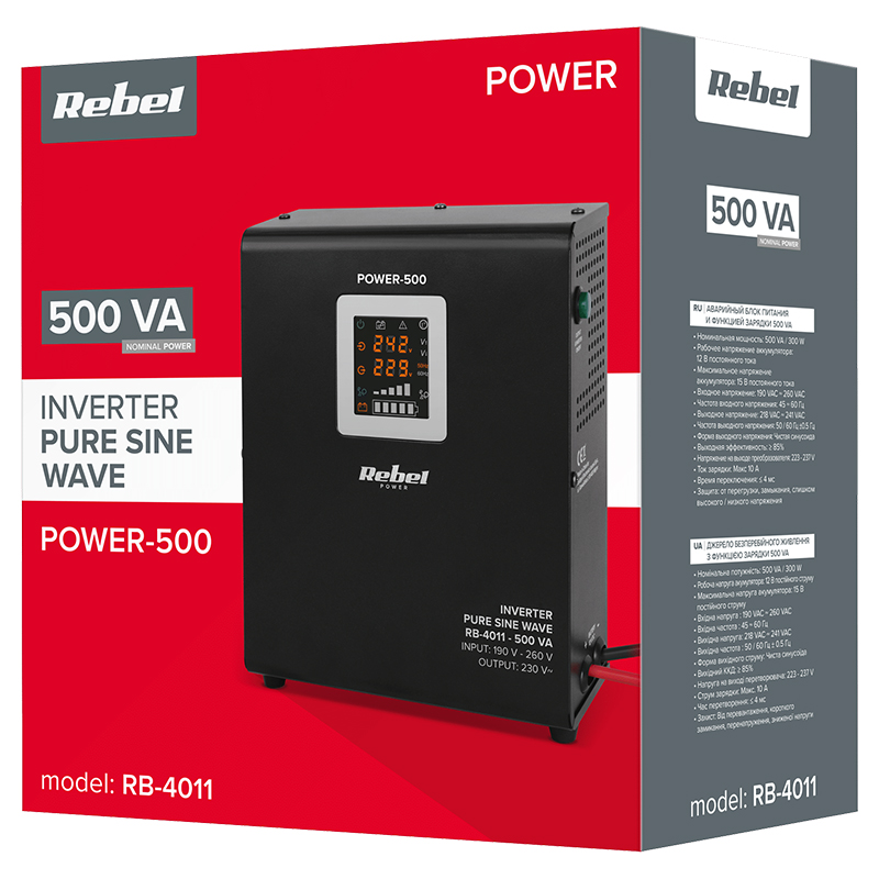 UPS CENTRALE SINUS PUR 500VA 300W 12V REBEL