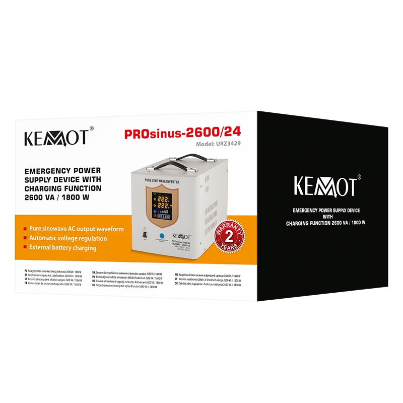 UPS CENTRALE SINUS PUR 2600VA 1800W 24V KEMOT