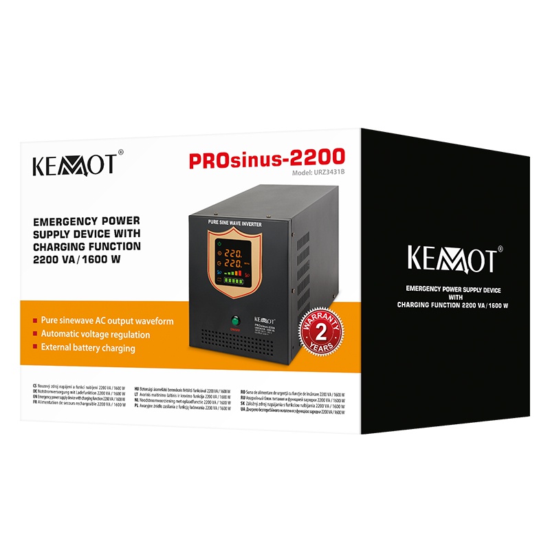 UPS CENTRALE SINUS PUR 2200VA 1600W 12V KEMOT